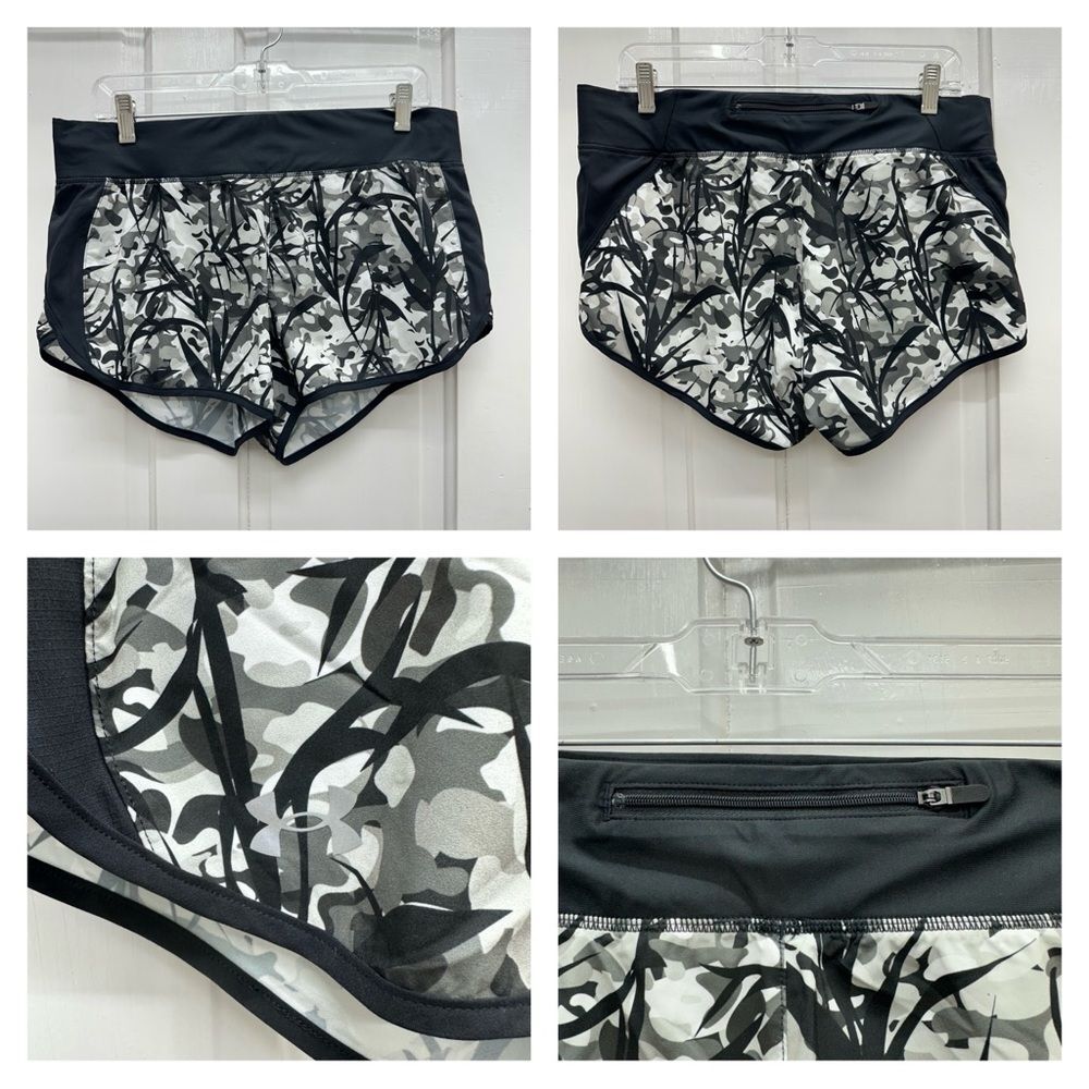 Under Armour run‎ Speedpocket fitted athletic shorts with liner women's large
